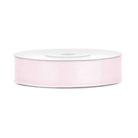 1x Poeder roze satijnlint rollen 1,2 cm x 25 meter cadeaulint verpakkingsmateriaal - Cadeaulinten