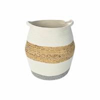 Mand DKD Home Decor Wit Natuurlijk Aluminium Natuurlijke Vezel 30 x 30 x 40 cm