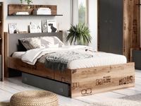 Bed FANJO 90x200 cm met lade alpine sparren/staal - thumbnail