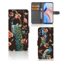 OPPO Reno 4 Pro 5G | Telefoonhoesje | Met pasjeshouder | Pauw met Bloemen