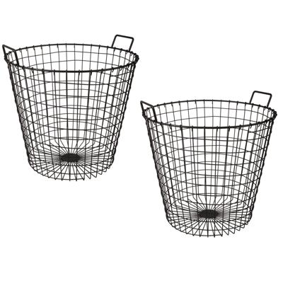 Opbergmand - 2x - metaal - antraciet - 45 x 45 cm - draadmand - decoratiemand/opbergen