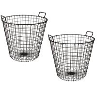 Opbergmand - 2x - metaal - antraciet - 45 x 45 cm - draadmand - decoratiemand/opbergen