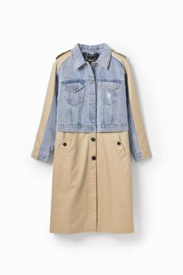 Hybride denim trenchcoat - BROWN - XL Hybride denim trenchcoat - BROWN - XL