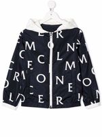 Moncler Enfant veste zippée à logo imprimé - Bleu