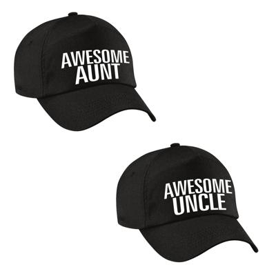 Awesome Aunt en Uncle petjes - zwart - Cadeau petten set - voor Oom en Tante