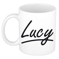 Lucy voornaam kado beker / mok sierlijke letters - gepersonaliseerde mok met naam - Naam mokken
