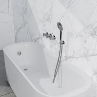 Fortifura Nebbio Badcombinatie-set - thermostaatkraan - inbouwdeel - inbouw uitbreiding - wandaansluitbocht - metalen doucheslang - ronde handdouche - badafvoer opbouw - chroom SW1183064 SW1183076 SW1183077 SW542643 SW767373 SW