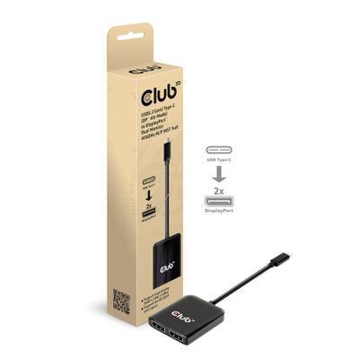 Club 3D USB 3.2 Gen2 type-C (DP Alt-Mode) naar DisplayPort Dual Monitor 4K60Hz M/F MST Hub displayport splitter Club 3D USB 3.2 Gen2 type-C (DP Alt-Mode) naar DisplayPort Dual Monitor 4K60Hz M/F MST Hub displayport splitter
