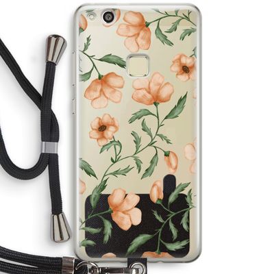 Peachy flowers: Huawei Ascend P10 Lite Transparant Hoesje met koord