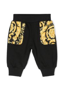 Versace Kids pantalon en coton à imprimé Barocco - Noir