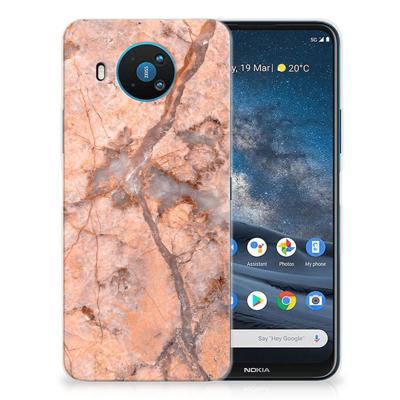 Nokia 8.3 | TPU | Siliconen hoesje | Marmer Oranje