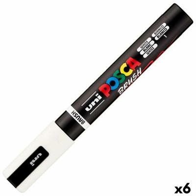 Markeerstift BRUSH POSCA PC-5BR Wit (6 Stuks)
