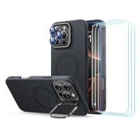 iPhone 16 Pro Max Cloud Soft Case with Stash Stand Protection Bundle - Black
