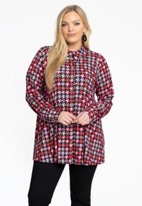 Yoek Blouse flare PIED DE POULE | Rood | Maat 54/56
