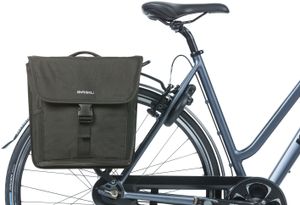 Basil go-double bag mik, dubbele fietstas, zwart, 32l, geschikt voor mik systeemdragers/carrierplates