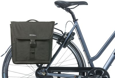 Basil go-double bag mik, dubbele fietstas, zwart, 32l, geschikt voor mik systeemdragers/carrierplates