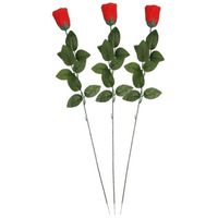 3x Nep planten rode Rosa roos kunstbloemen 60 cm decoratie - Kunstbloemen - thumbnail