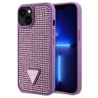 iPhone 15 Guess Rhinestones Triangle Metal Logo Case - Purple - thumbnail