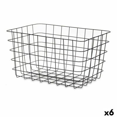 Veelzijdige mand Zwart Metaal 38,5 x 20,5 x 28 cm Rechthoekig (6 Stuks)