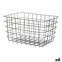 Veelzijdige mand Zwart Metaal 38,5 x 20,5 x 28 cm Rechthoekig (6 Stuks)
