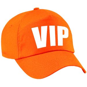 VIP pet /cap oranje met witte bedrukking dames en heren