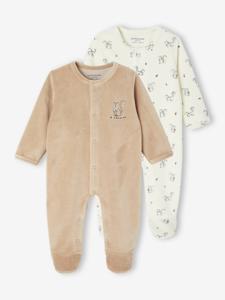 2-delige babyset in fluweel/velours beige