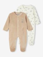 2-delige babyset in fluweel/velours beige