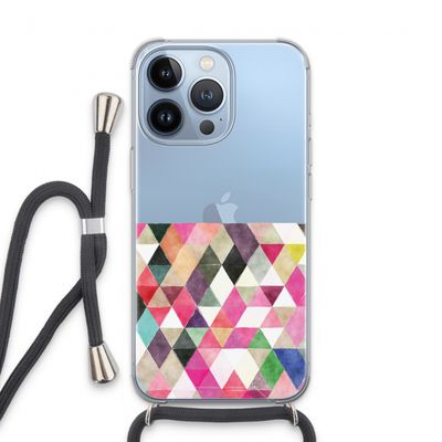 Gekleurde driehoekjes: iPhone 13 Pro Transparant Hoesje met koord