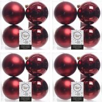 16x Kunststof kerstballen glanzend/mat donkerrood 10 cm kerstboom versiering/decoratie - Kerstbal - thumbnail
