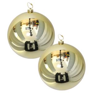 Grote decoratie kerstballen - 2x st - goud - 15 cm - kunststof - glimmend - kerstversiering