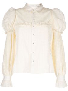 Renli Su blouse texturée à manches bouffantes - Blanc