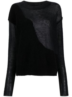 Isabel Benenato pull en maille fine nervurée à empiècements - Noir