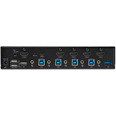 StarTech.com 4 Port Single Monitor KVM HDMI Switch, 4K 60Hz Ultra HD HDR, Desktop Hub 4K HDMI 2.0 KVM Schakelaar met 2x USB 3.0 (5Gbps) & 4x USB 2.0 HID, Audio, Hotkey Switching, TAA