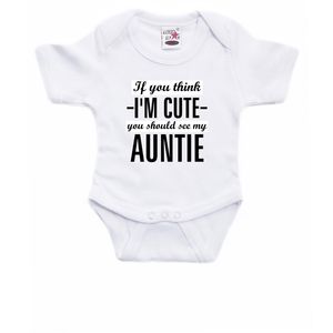 You think I am cute see my auntie cadeau baby tante rompertje wit jongen/meisje