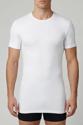 Extra lang heren T-shirt korte mouw - Ondershirt heren - wit en zwarte t-shirts - L - L