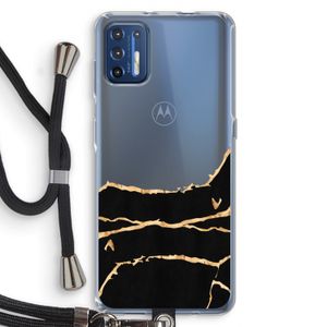 Gouden marmer: Motorola Moto G9 Plus Transparant Hoesje met koord