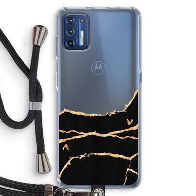 Gouden marmer: Motorola Moto G9 Plus Transparant Hoesje met koord
