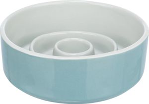 Trixie voerbak slowfeeding keramiek grijs / blauw (14X14 CM 450 ML)