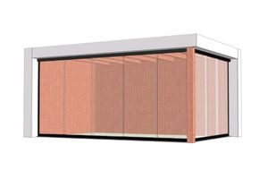 Trendhout Buitenverblijf Verona 520x335 cm - Plat dak model links - Combinatie 1- Plat dak- Onbehandeld lariks Douglas hout- Trendhout