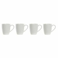 Set van 4 mokken DKD Home Decor Wit Natuurlijk Rubberwood Keramiek 300 ml 19 x 13 x 31 cm