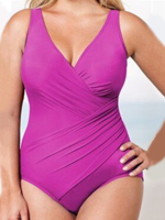 Push Up Slim Conservative One Piece Triangle Swimsuit - thumbnail