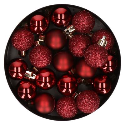 Cosy & Trendy Kerstballen - 20x stuks - klein - donkerrood - 3 cm