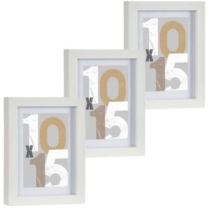 3x stuks houten fotolijst - wit - 13 x 18 cm - fotolijstje - met passe-partout - decoratie