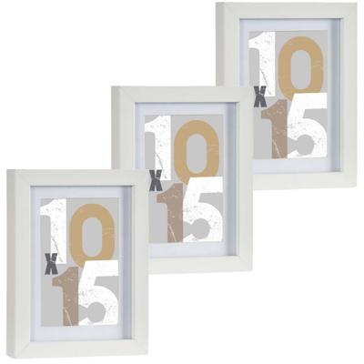 3x stuks houten fotolijst - wit - 13 x 18 cm - fotolijstje - met passe-partout - decoratie