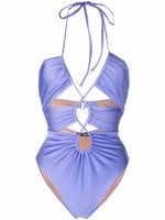 Noire Swimwear maillot de bain froncé à découpes - Violet - thumbnail