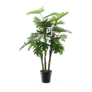 Groene Monstera/gatenplant kunstplant 100 cm in zwarte pot   -