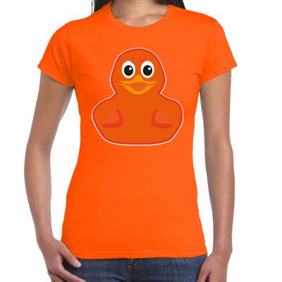 Verkleed T-shirt dames - oranje - eend - Carnaval/themafeesten