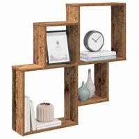 Wandschap 80x15x78,5 cm bewerkt hout oud houtkleurig