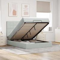 Ottoman bed met matrassen en LED's 140x200cm fluweel lichtgrijs