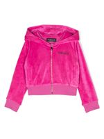 Versace Kids hoodie zippé à logo strassé - Rose